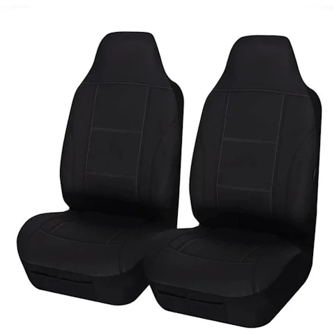 My Car Size 60/25 Stitching Universal Front Seat Cover - Black/White
