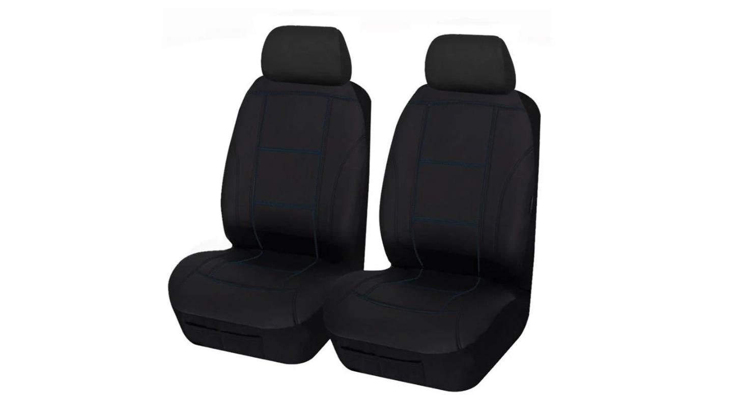 My Car Size 30/35 Stitching Universal Front Seat Cover - Black/Blue