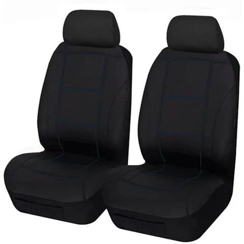 My Car Size 30/35 Stitching Universal Front Seat Cover - Black/Blue