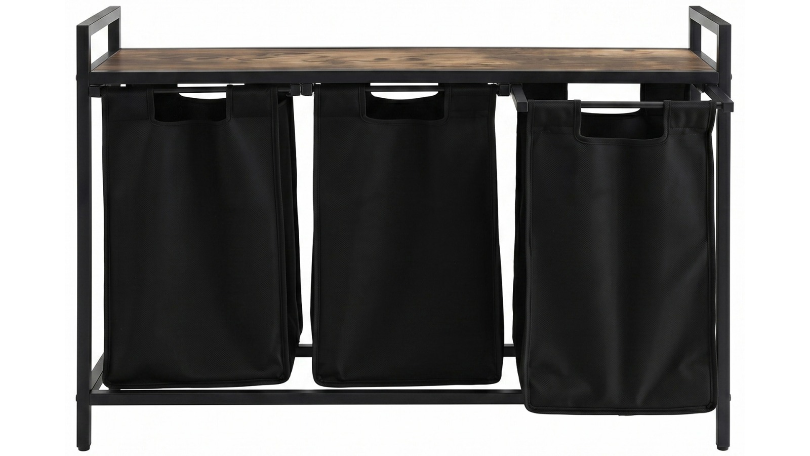 Artiss Laundry Basket with 3 Pull-out Bags and Metal Frame - Black