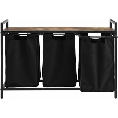 Artiss Laundry Basket with 3 Pull-out Bags and Metal Frame - Black