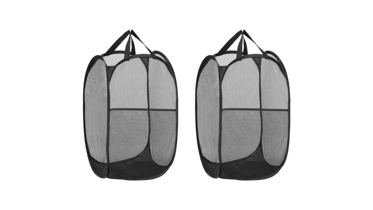 Artiss 2 Piece Foldable Laundry Hamper - Black