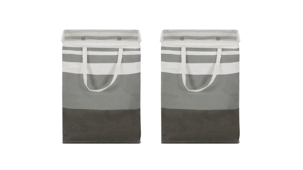 Artiss 2 Piece Foldable Laundry Hamper - White/Grey