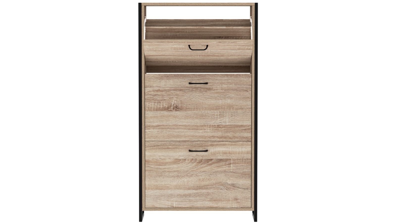 Artiss Shoe Cabinet Wooden 24 Pairs Metal Frame