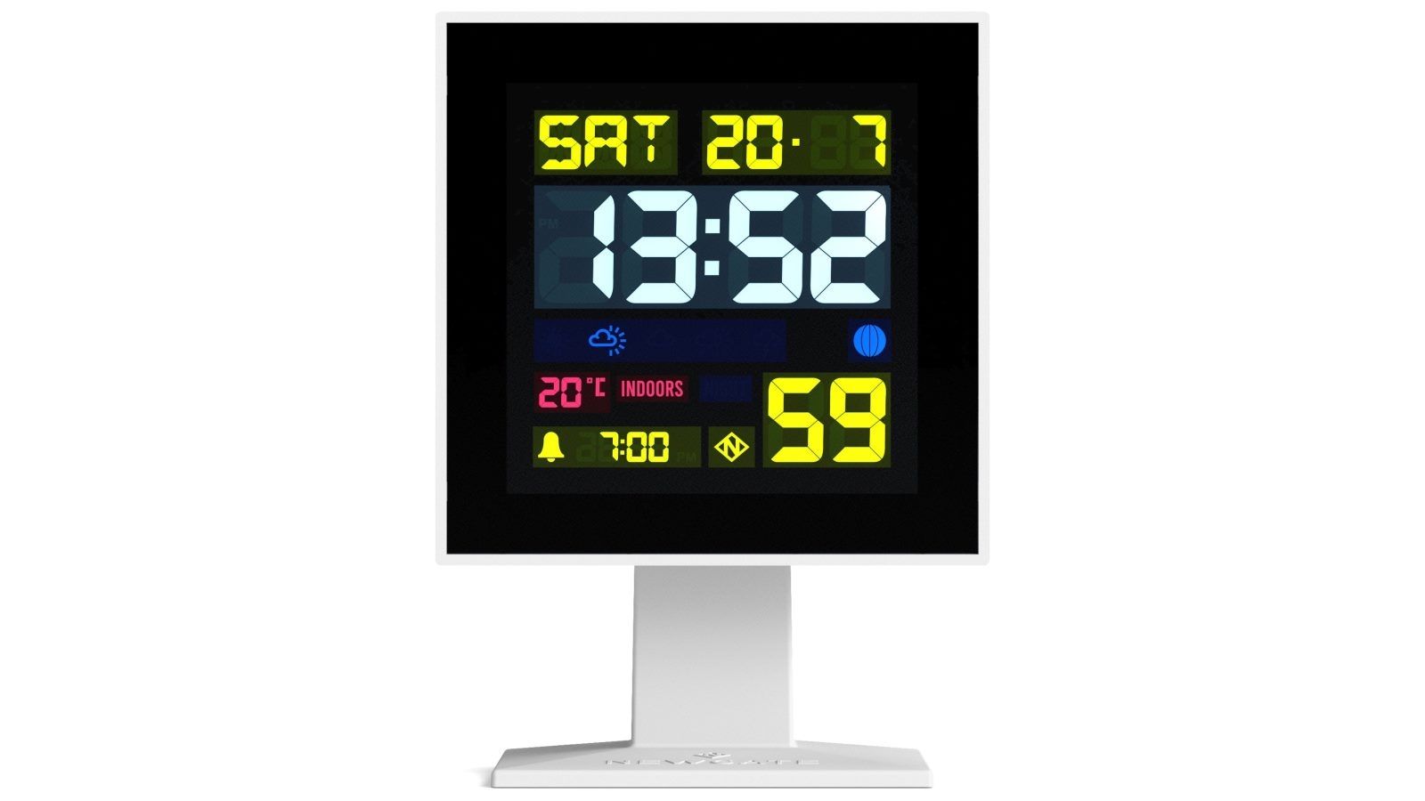 Newgate Monolith Lcd Alarm Clock - White