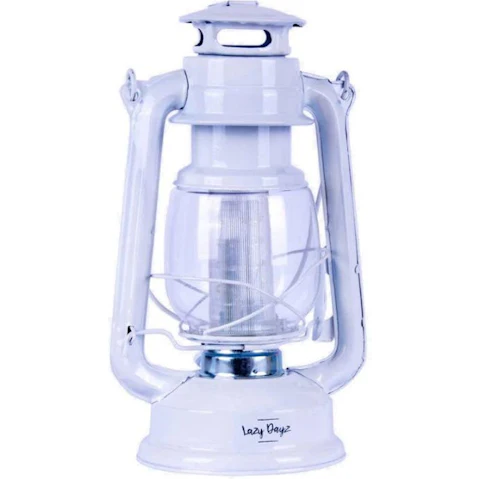 Lazy Dayz 12 LED Solid Metal Camping Hurricane Lantern - White