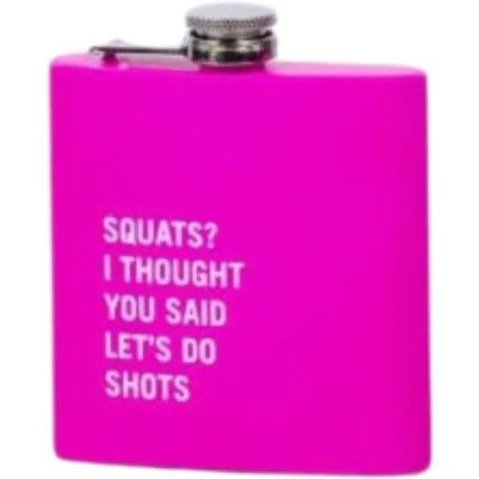 Lazy Dayz 175ml Stainless Steel Hip Flask with Funny Quotes - Pink