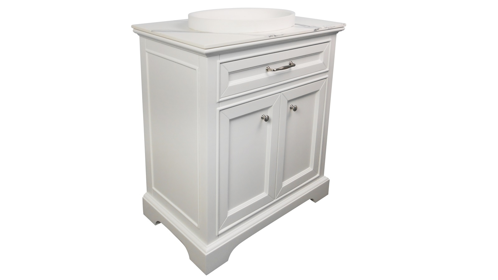 Ledin Ascot 750mm Satin White Floor Standing Vanity with Solid Surface