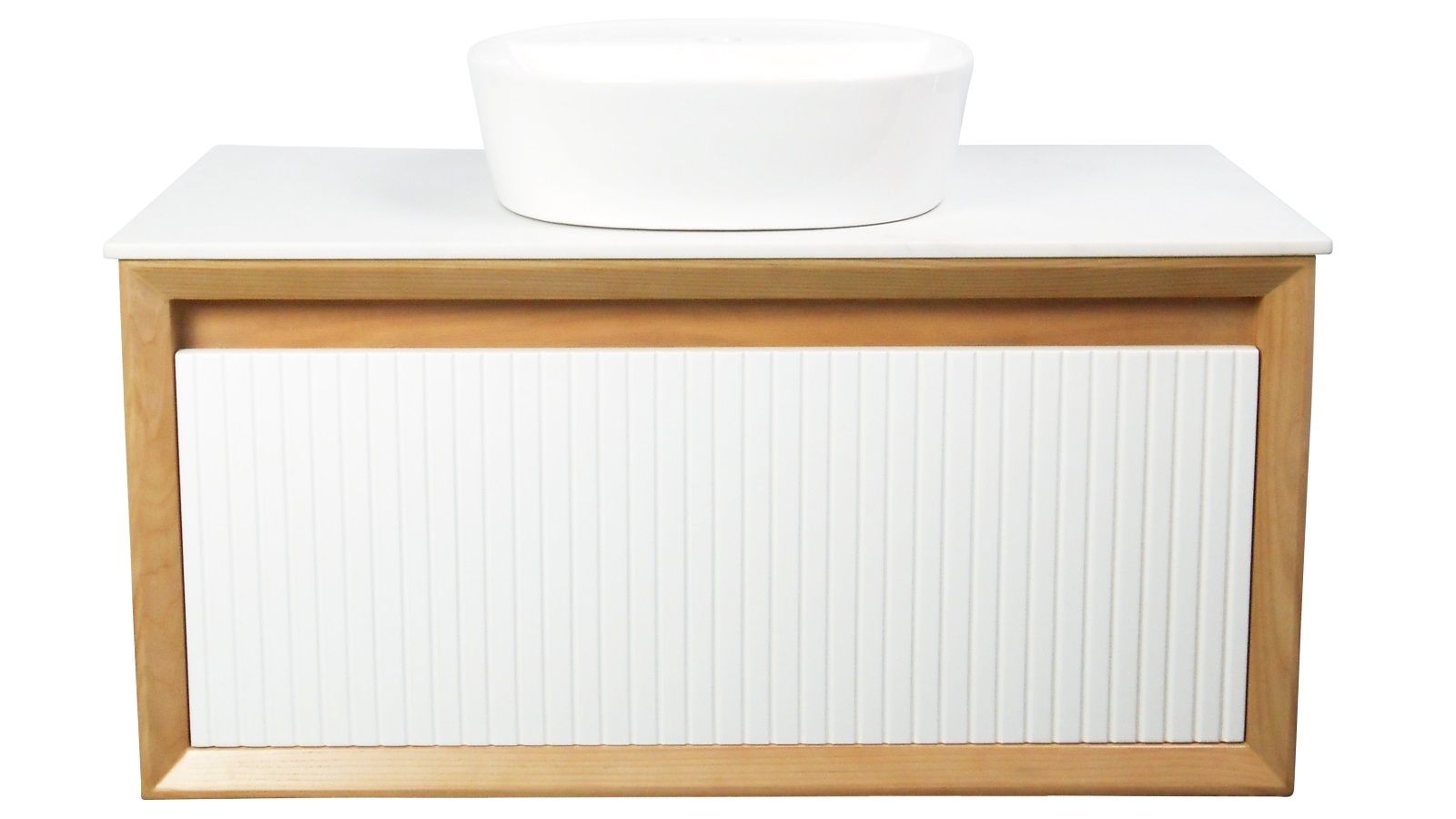 Ledin Oasis 900mm Ashwood/White Wall Hung Drawer Unit Vanity with Solid