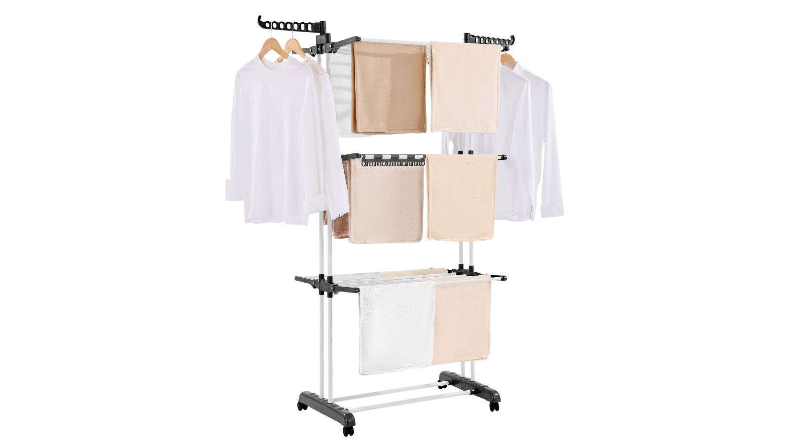 Vevor 4-Tier Foldable Cloth Drying Rack with 24-Pole and 4-Castor