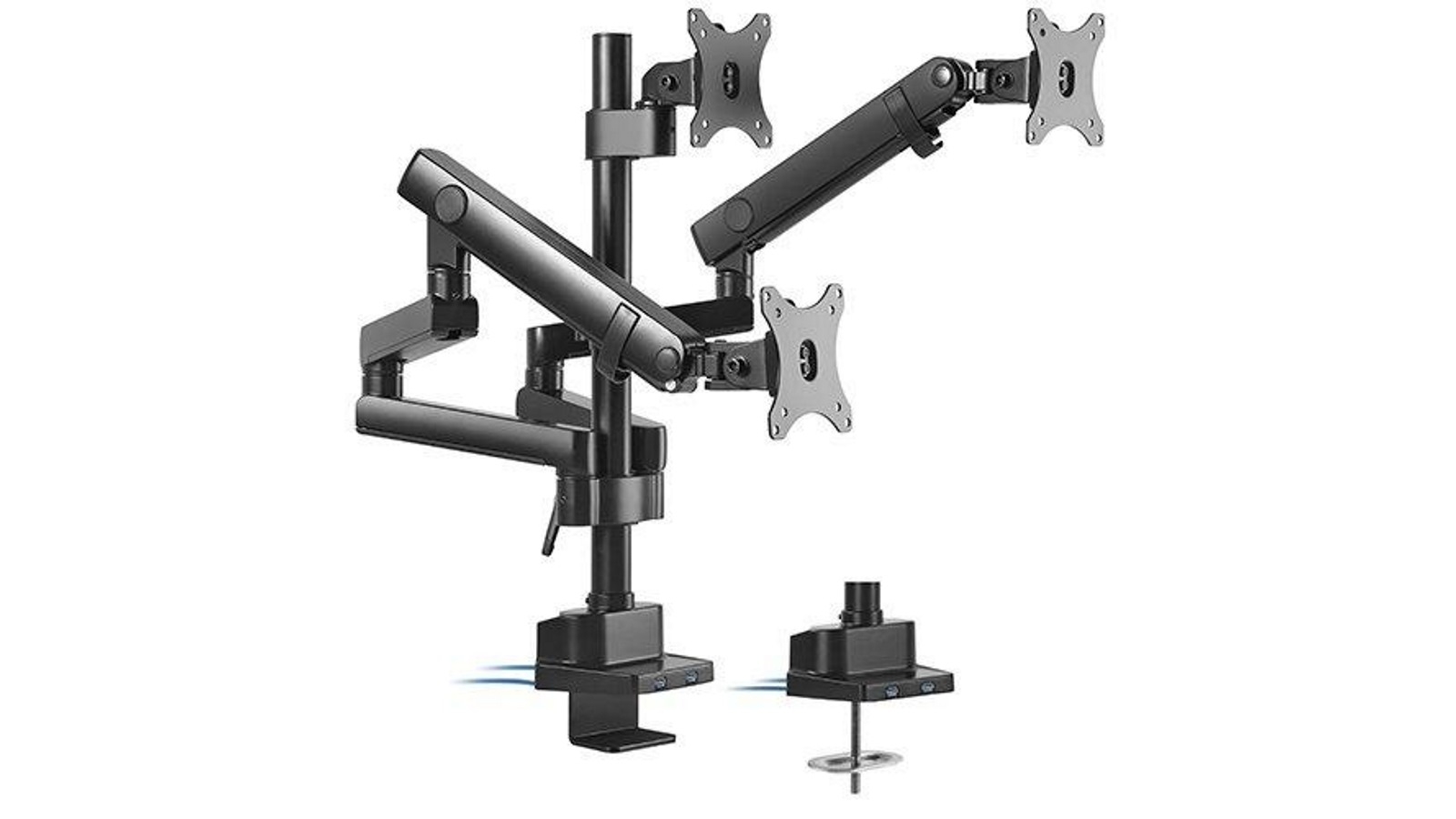 Brateck Triple Monitor Aluminum Slim Pole Held Mechanical Spring