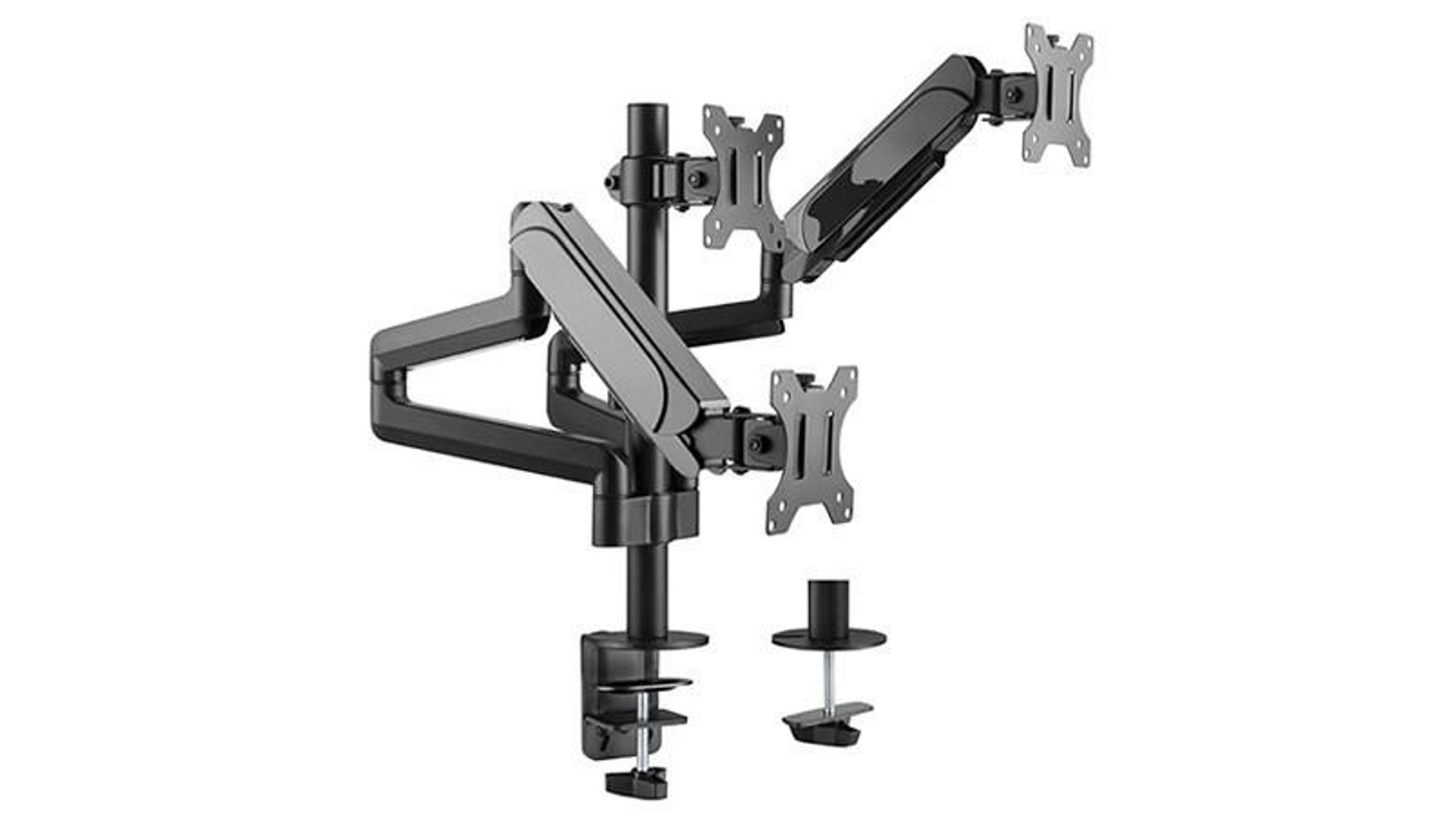 Brateck Triple Monitors Pole-Mounted Gas Spring Monitor Arm - 17" to 27" Monitors