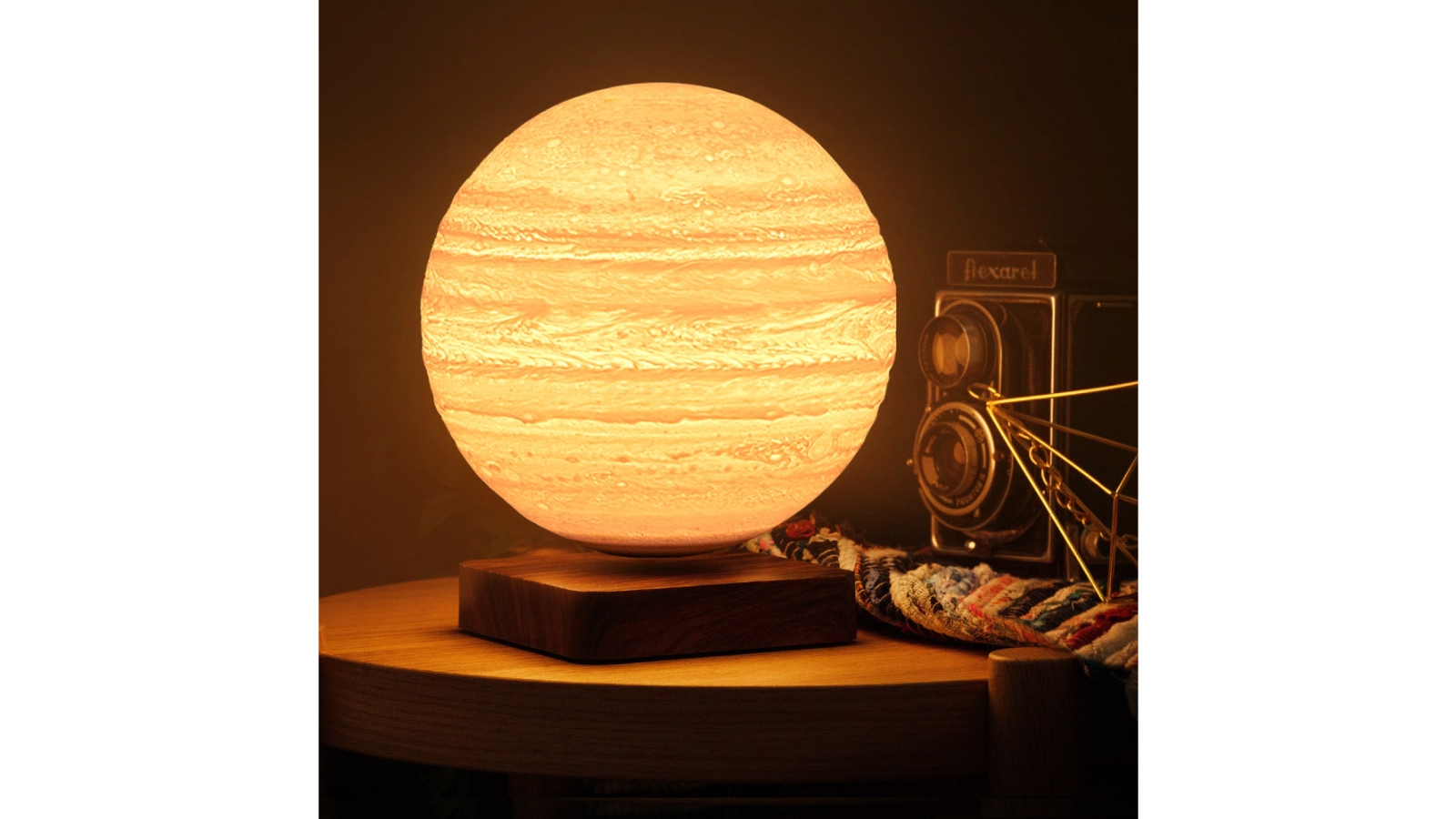 Krear 3D Magnetic Levitating Jupiter Lamp Dark Wooden 18cm