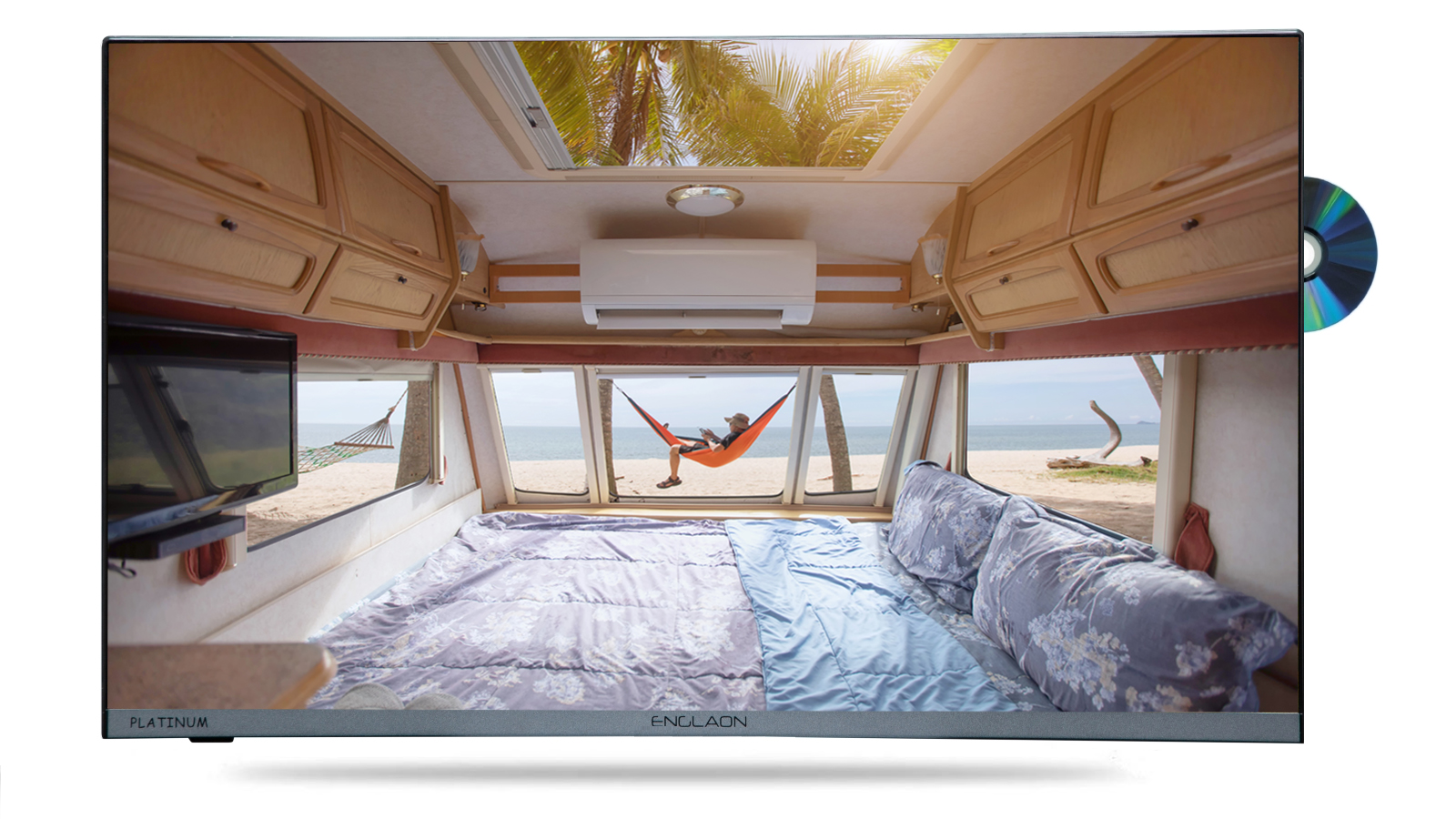 Englaon Frameless 24inch Full HD 12V Smart LED Android TV with Builtin DVD Player Harvey Norman