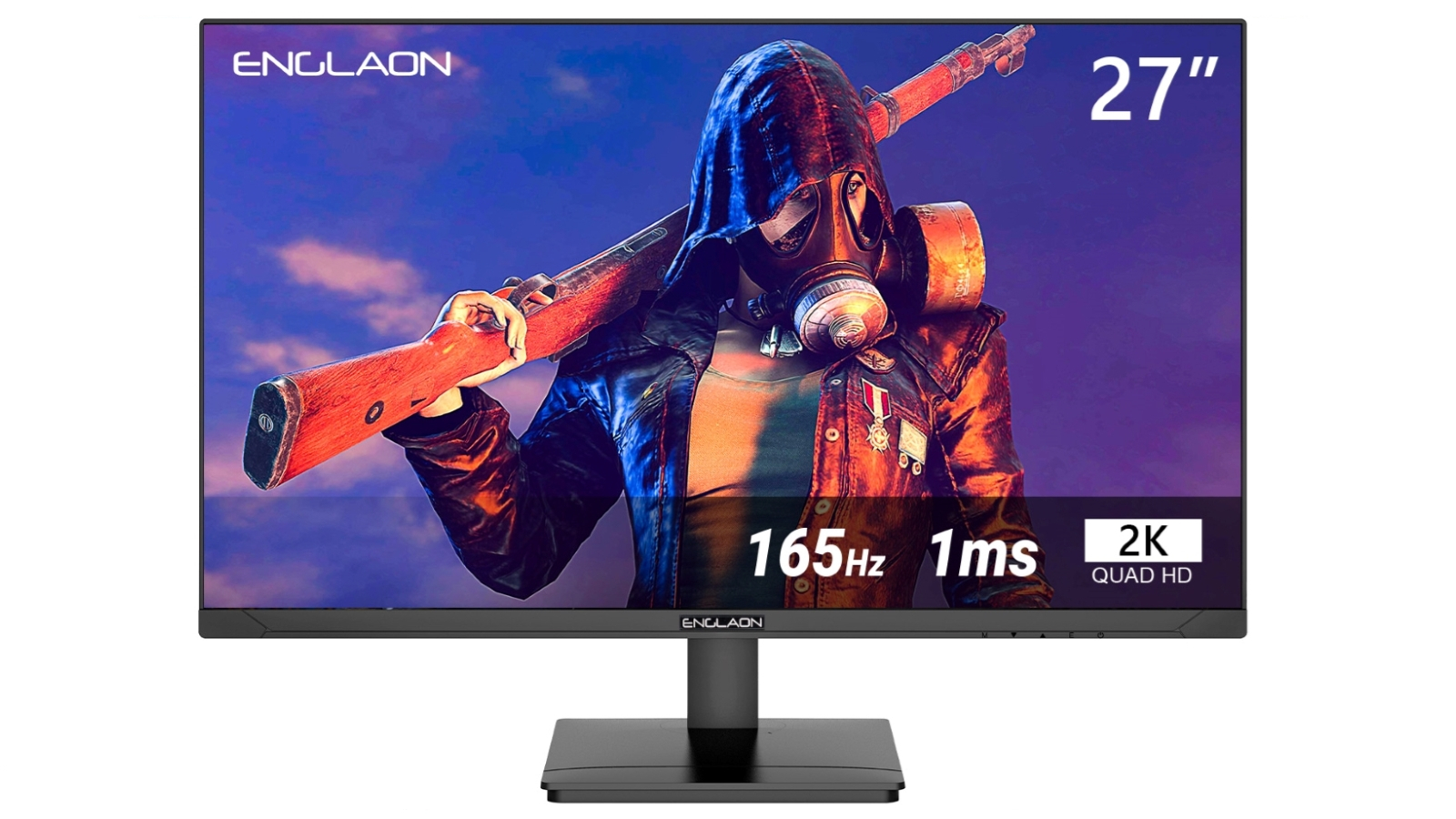 Englaon QHD Frameless AMD FreeSync Height Adjustable Gaming Monitor with RGB Light - 27inch