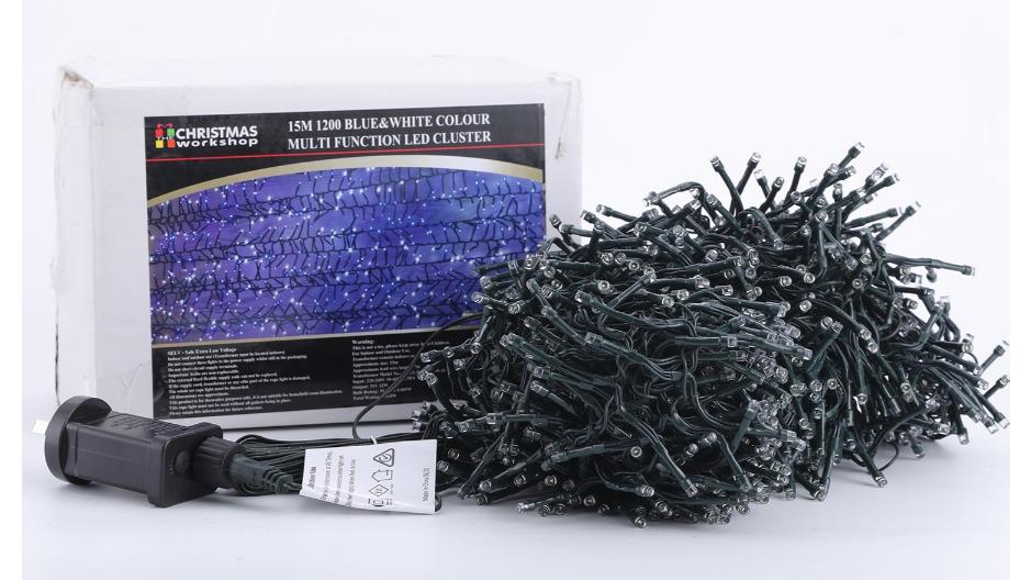 Hisen 1200 LED Cluster Fairy Light for Christmas Decoration -  Blue/White