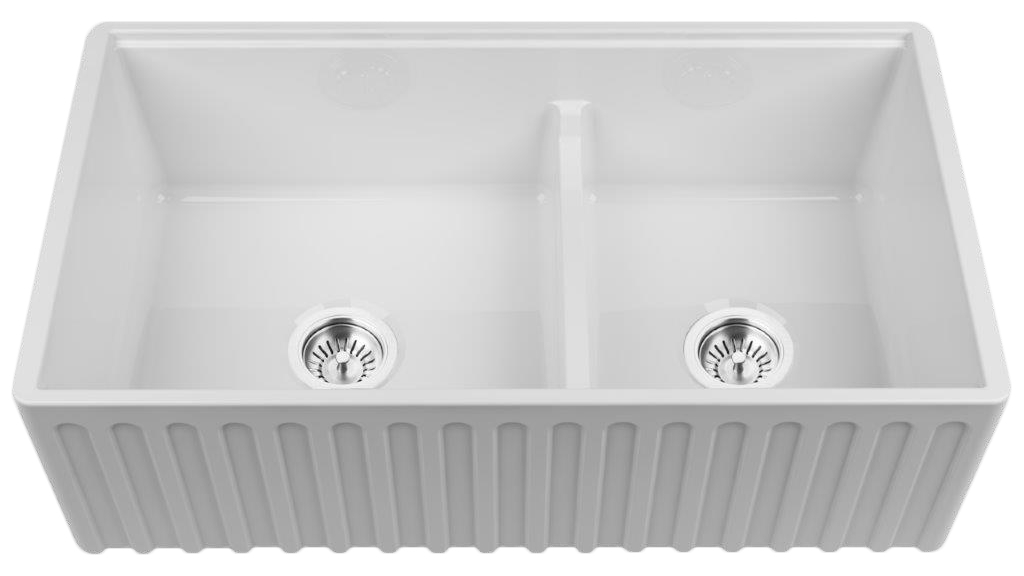 Chambord LEGRANDE Large Double Bowl Reversible Fireclay Sink Harvey