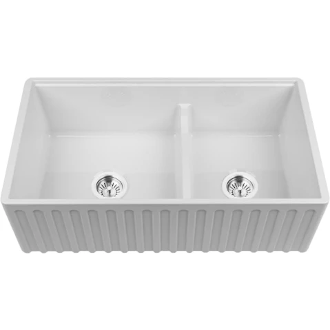 Chambord LEGRANDE Large Double Bowl Reversible Fireclay Sink