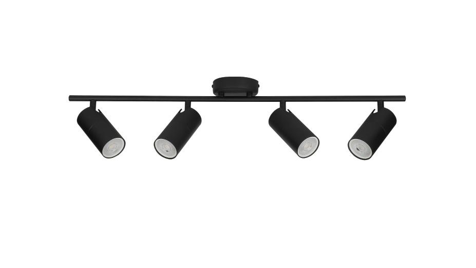 CLA Lighting GU10 4-Head Adjustable IP20 Interior Spotlight - Black
