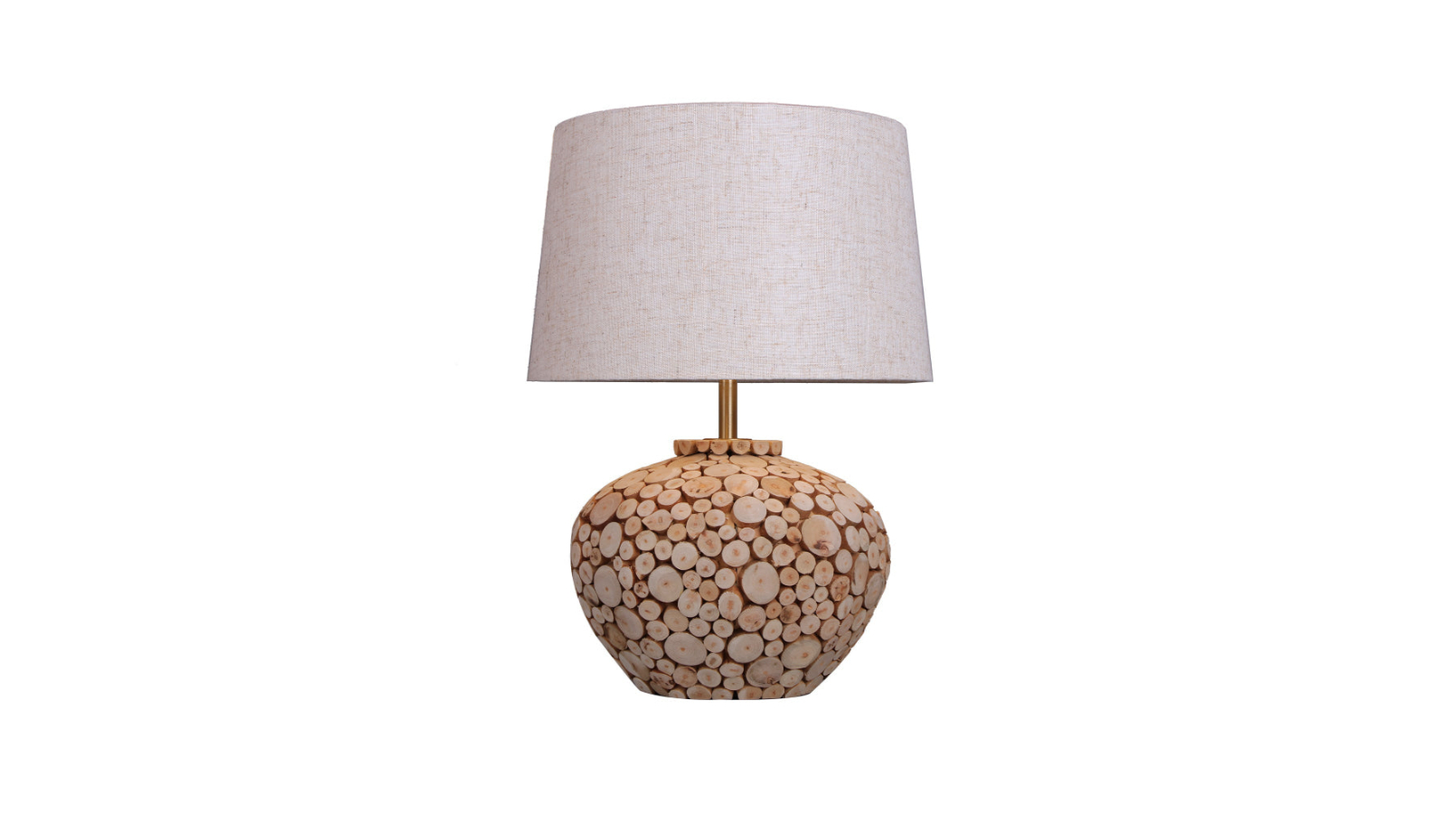 Luminea Wooden Base Lenny Table Lamp - Linen