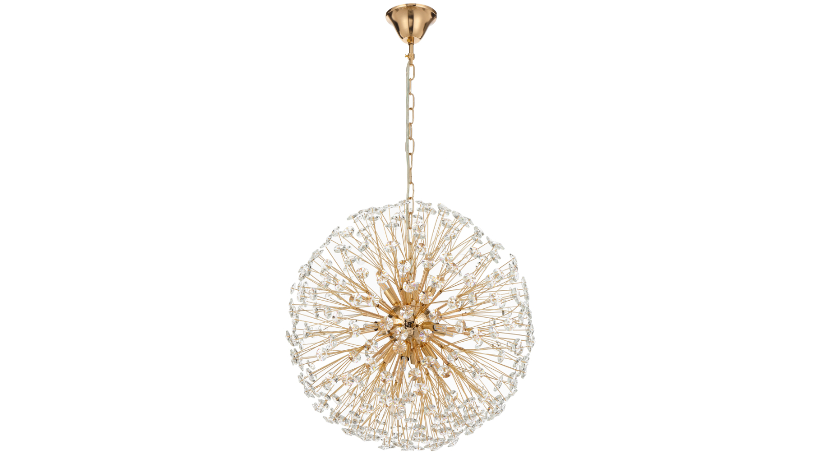 Pretty & Practical Zaragoza Gold 12-Light Pendant with Clear Crystal Detail