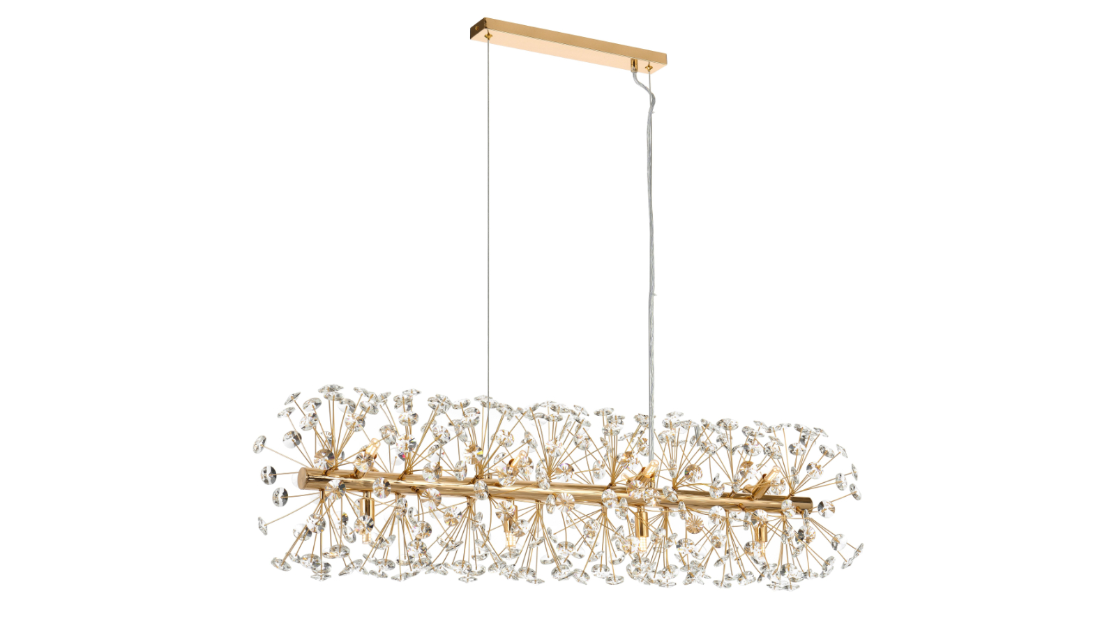 Pretty & Practical Pamplona Gold Crystal 12-Light Rectangular Pendant Light