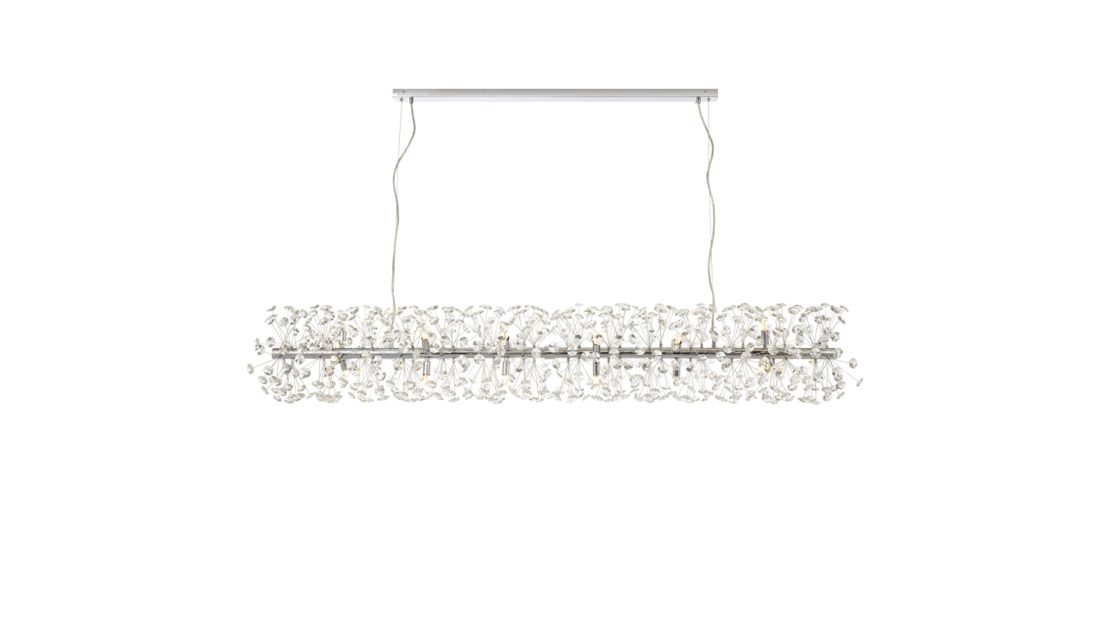 Pretty & Practical Braga Chrome Rectangle 18-Light Pendant with Sparkling Clear Crystal