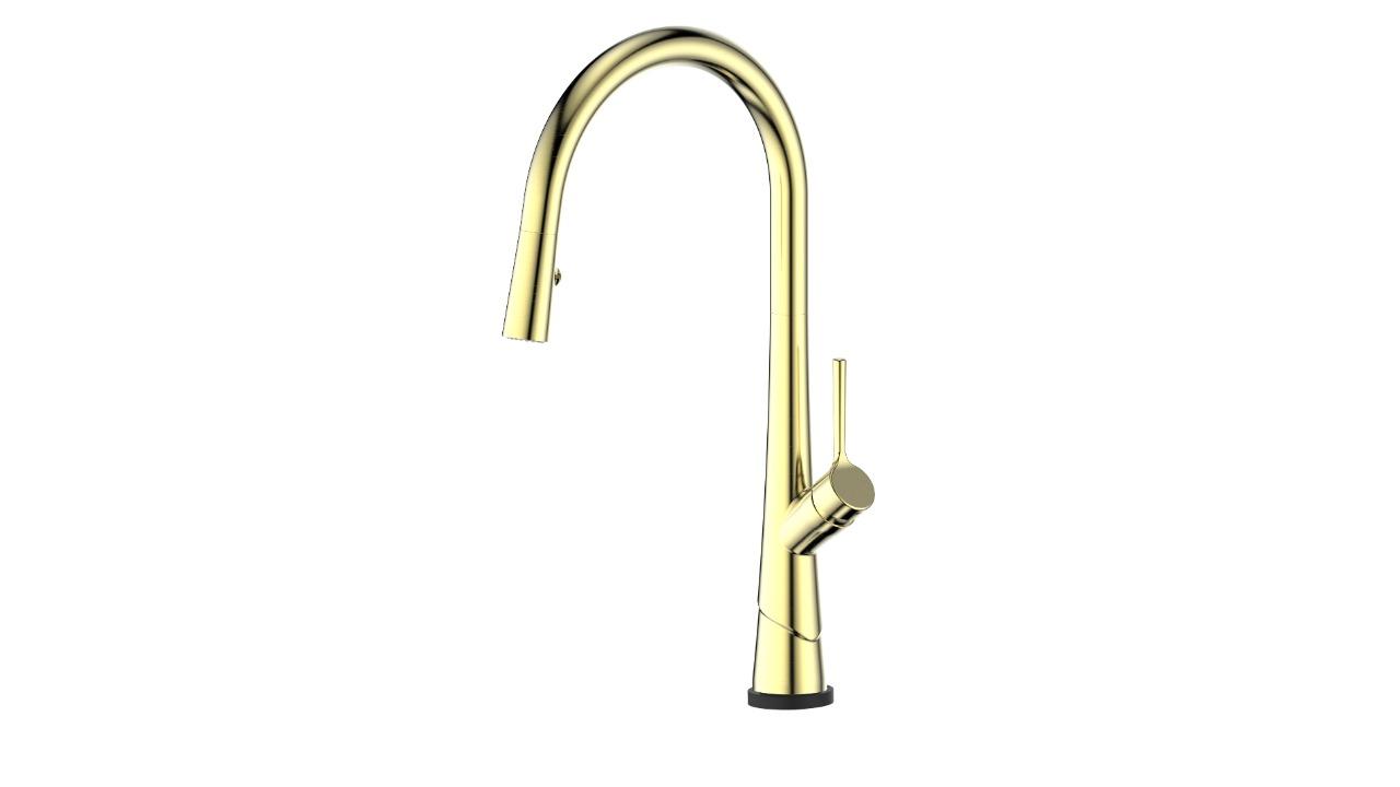 Greens Lustro Kontact Pull Down Sink Mixer - Brushed Brass