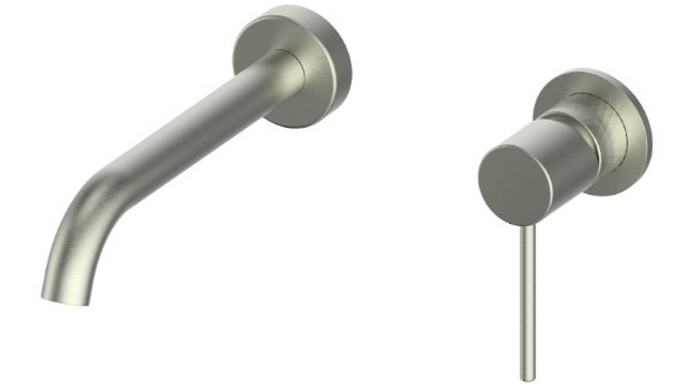 Greens Tesora Lead Free Wall Basin Mixer - Brushed Nickel