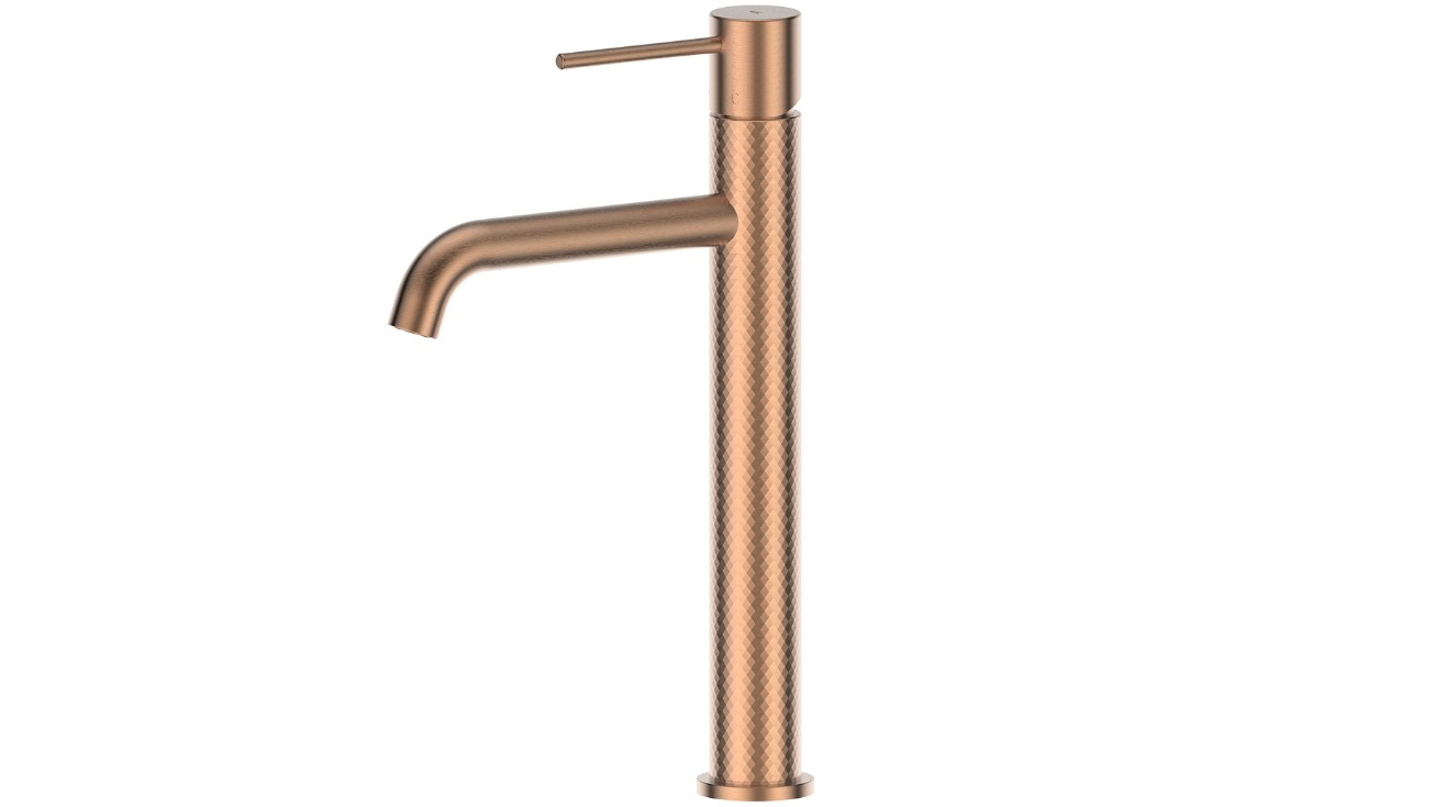 Greens Tesora Lead Free Tower Basin Mixer - Brushed Copper