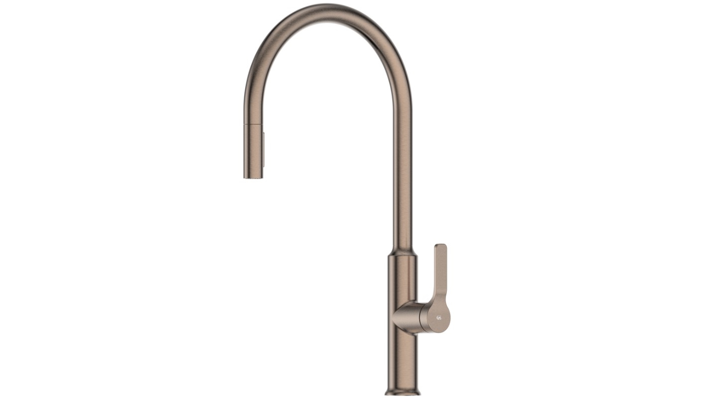 Greens Craft Pull Down Kitchen Mixer with Chef Spout - Brushed Bronze