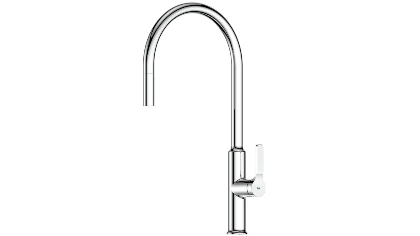Greens Craft Pull Down Kitchen Mixer with Chef Spout - Chrome