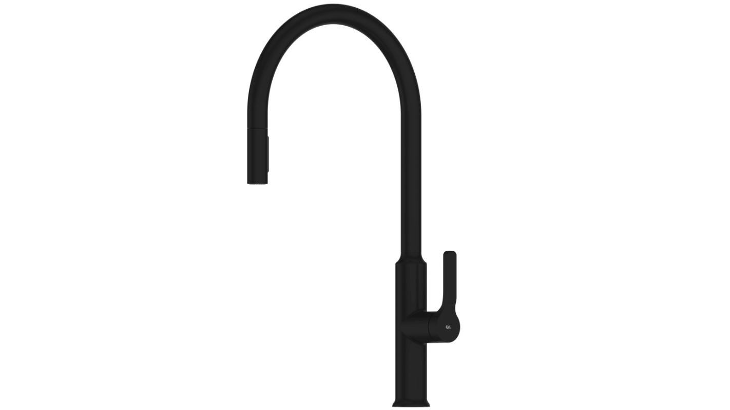 Greens Craft Pull Down Kitchen Mixer with Chef Spout - Matte Black