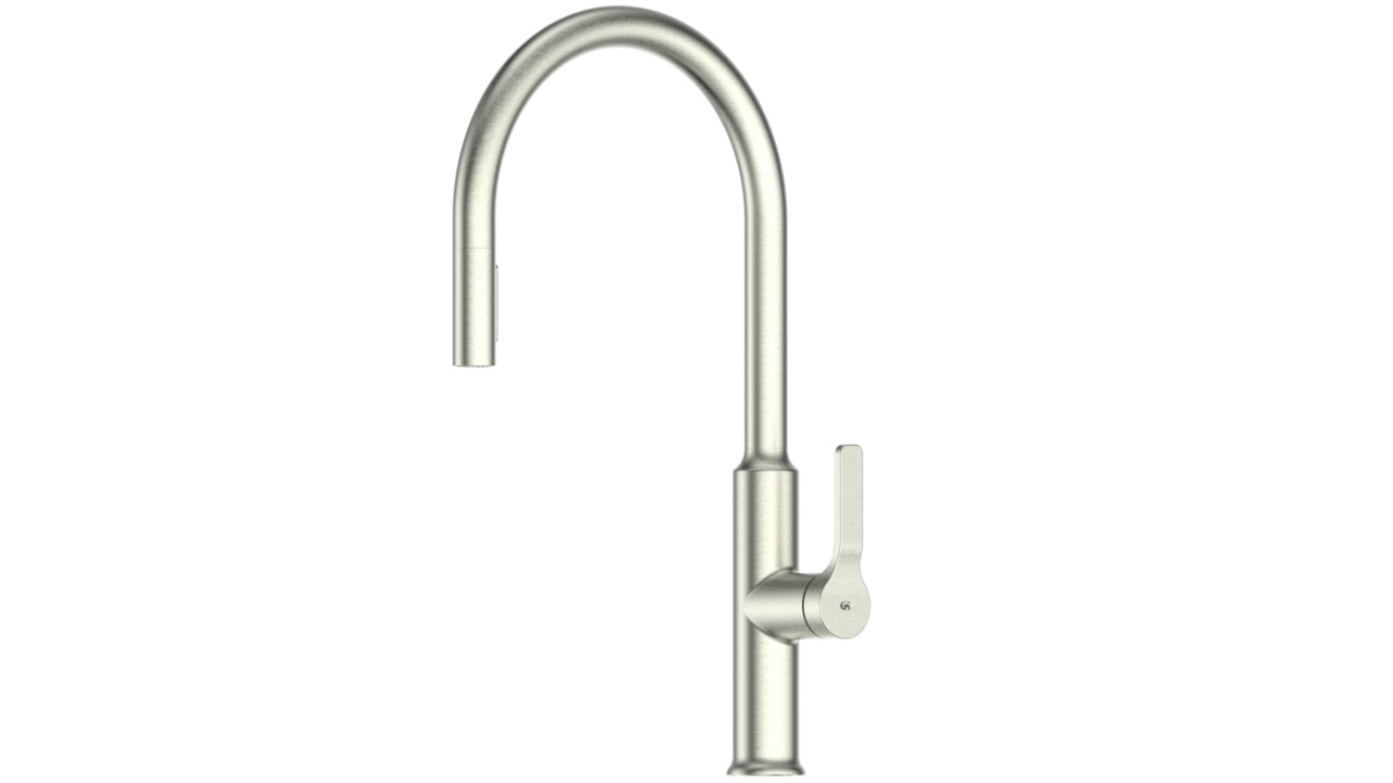Greens Craft Pulldown Kitchen Mixer with Kitchen Spout - Brushed Nickel