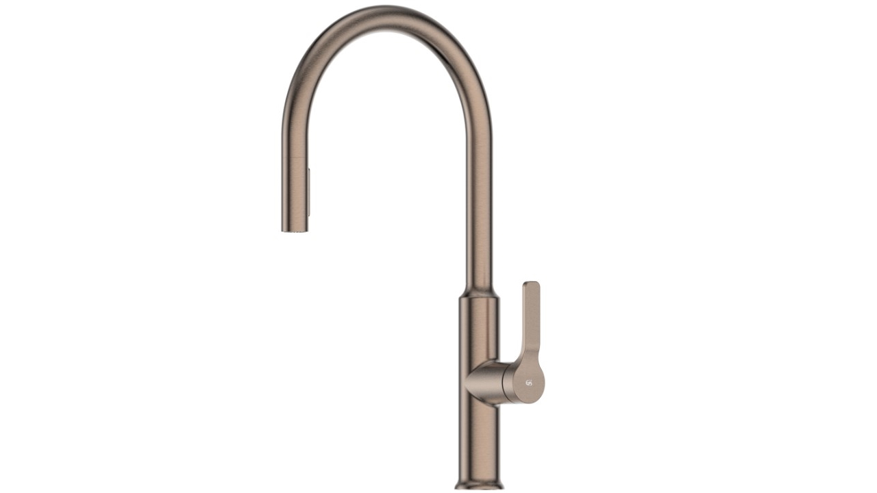 Greens Craft Pulldown Kitchen Mixer with Kitchen Spout - Brushed Bronze
