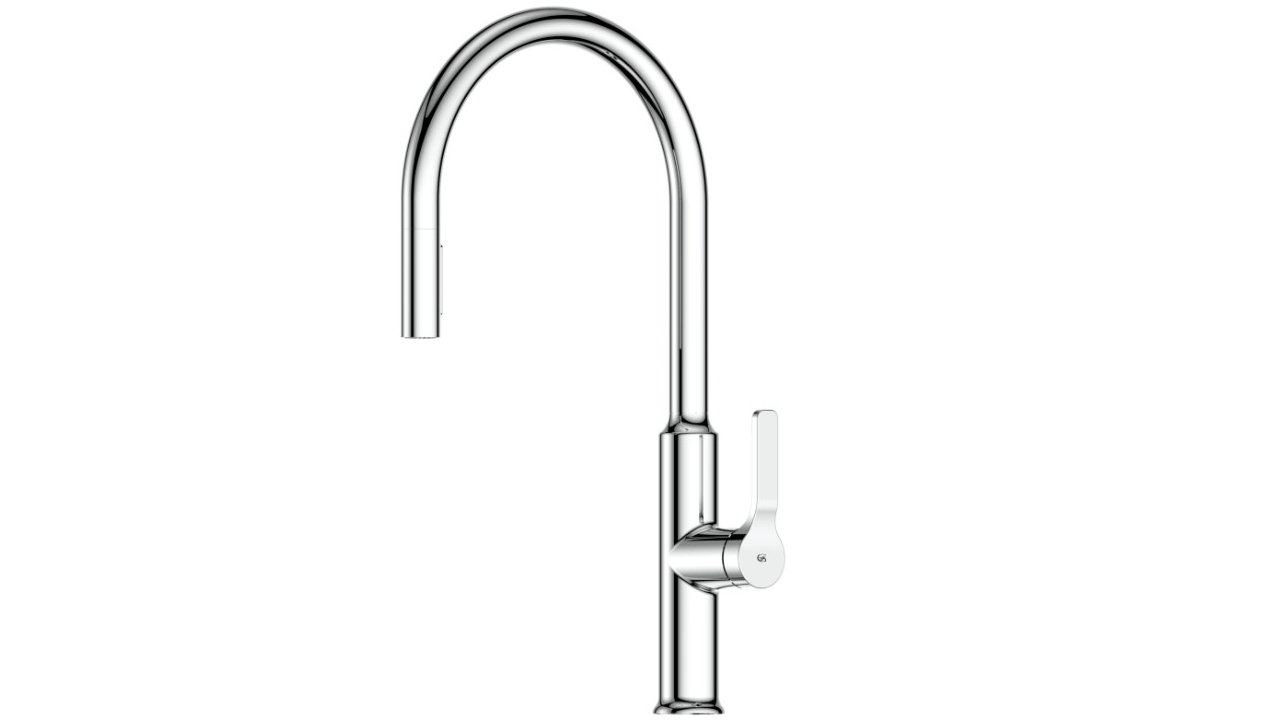 Greens Craft Pulldown Kitchen Mixer with Kitchen Spout - Chrome