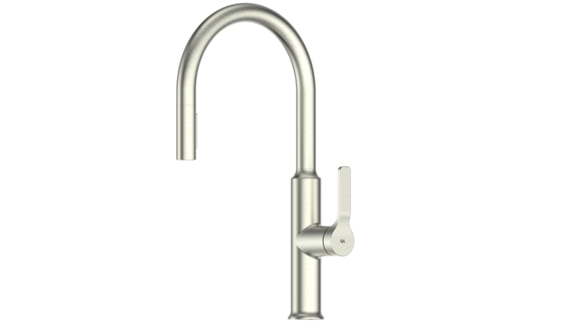 Greens Craft Pull Down Kitchen Mixer with Prep Spout - Brushed Nickel