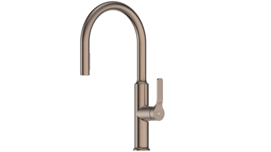Greens Craft Pull Down Kitchen Mixer with Prep Spout - Brushed Bronze