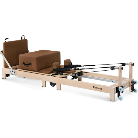 Lifespan Fitness Contour Folding Wooden Pilates Reformer Machine Set - Espresso