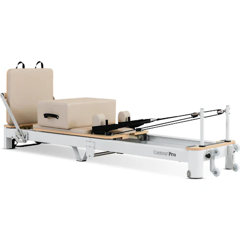 Lifespan Fitness Contour Pro Folding Aluminum Pilates Reformer Bed Set - Beige