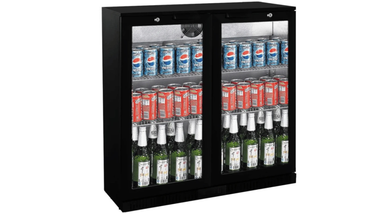 Thermaster LG-208TD Underbench Double Tropicalised Bar Cooler with Heated Glass Doors and Switch