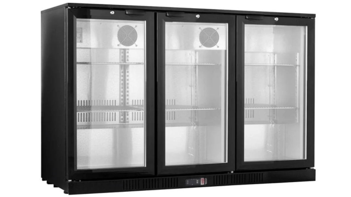 Thermaster LG-330TD Underbench Triple Tropicalised Bar Cooler with Heated Glass Door and Switch