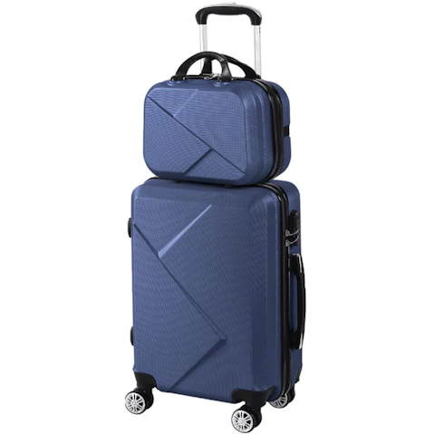 Slimbridge 2 Piece 20inch Travel Luggage 12inch Hand Carry on Set - Navy