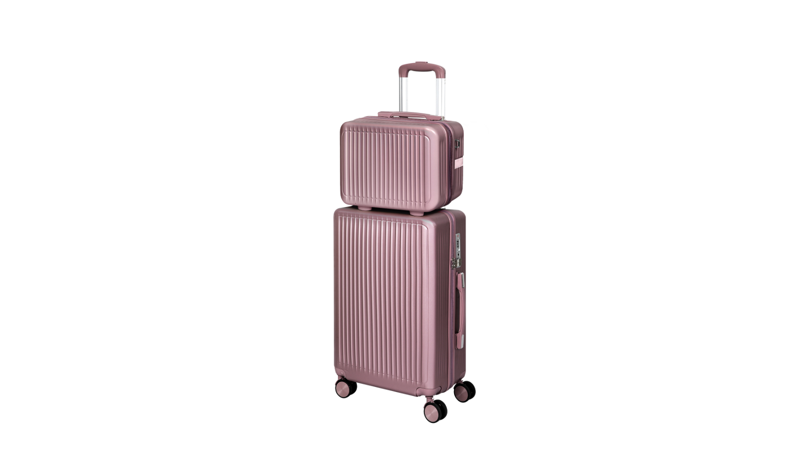 Slimbridge 2 Piece 14inch + 20inch Lightweight Travel Luggage Trolley Set - Rose Gold