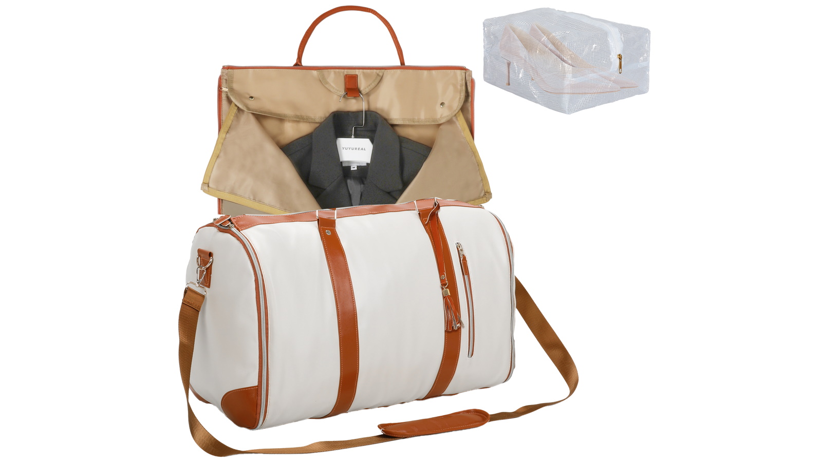 Slimbridge 55L Convertible PU Travel Garment Bag - Beige