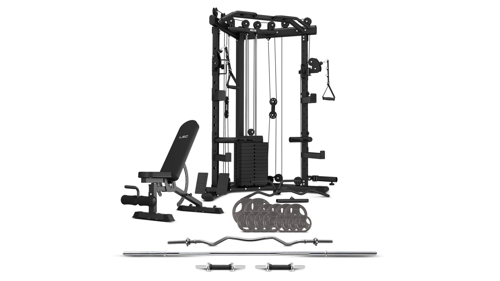 LSG GRK-110 Multi-Function Rack with 74kg Cable Crossover + FID Bench + 90kg Standard Weight Package