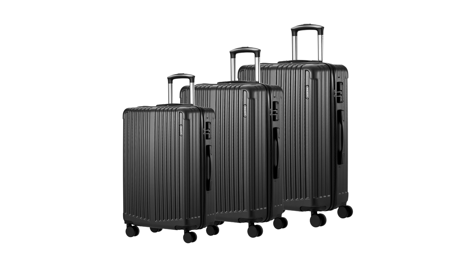 Mazam 3 Piece TSA Lock Travel Luggage Suitcase Trolley Set - Grey