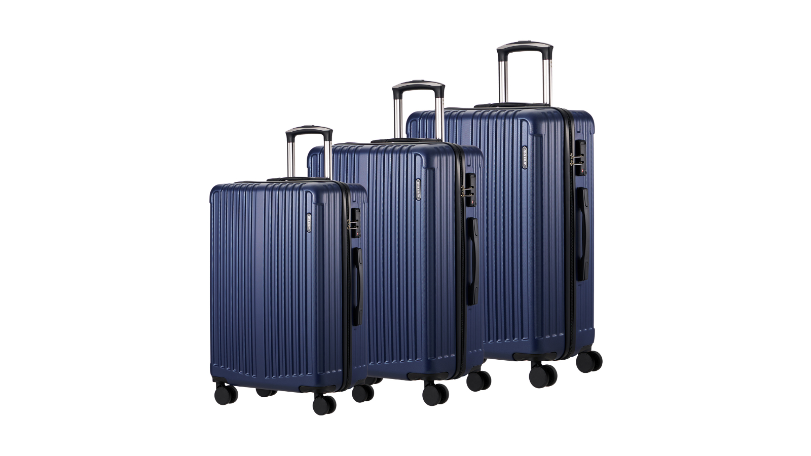 Mazam 3 Piece TSA Lock Travel Luggage Suitcase Trolley Set - Navy