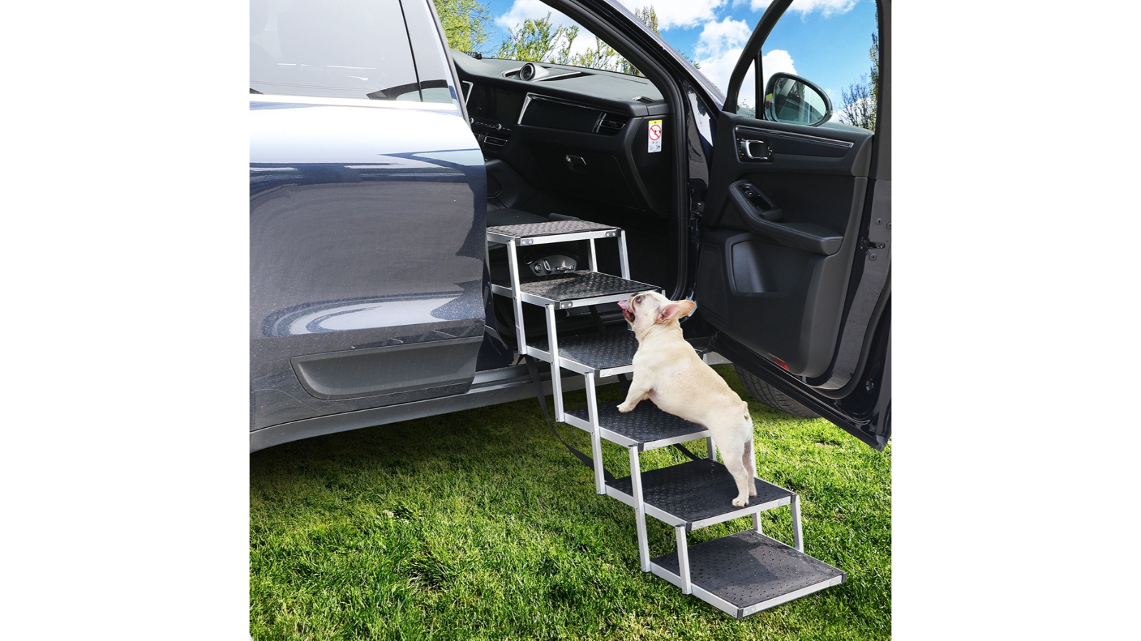PaWz 6 Steps Dog Ramp Adjustable Height Black Harvey Norman