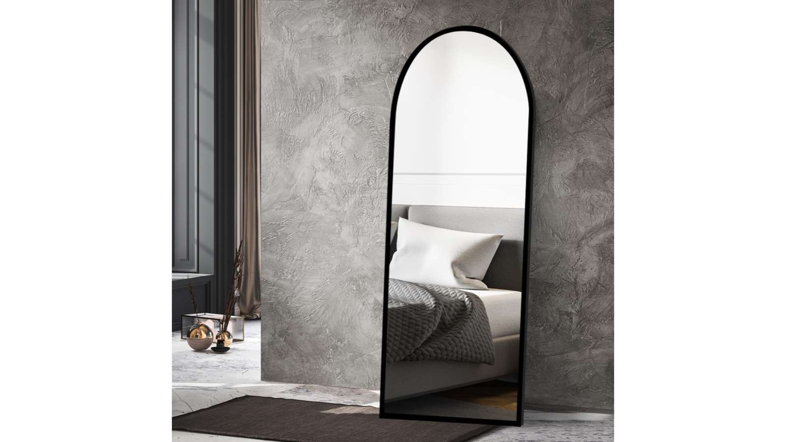 Yezi Large Full Length Floor Mirror Standing Framed Leaner - Black ...